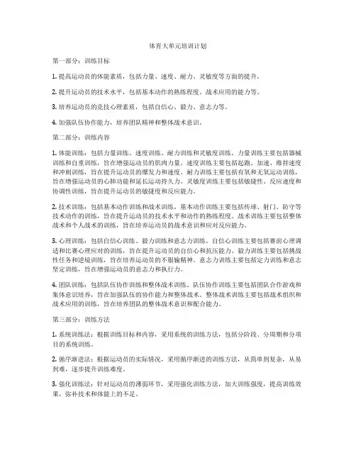 体育大单元培训计划