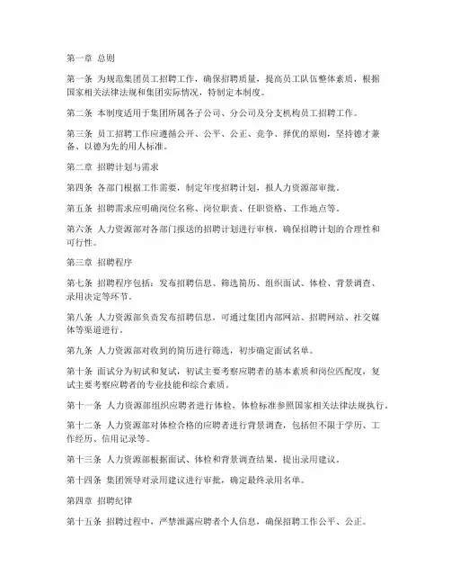 集团员工招聘管理制度