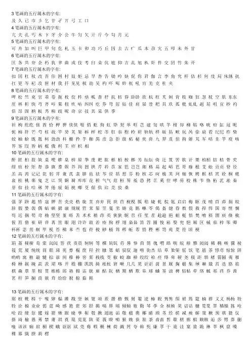 五行汉字属性木