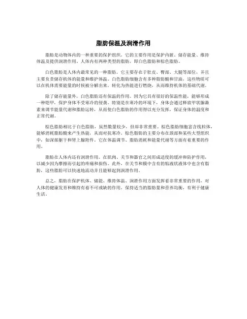 脂肪保温及润滑作用