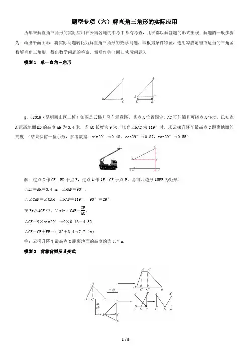 专题训练 解直角三角形的实际应用