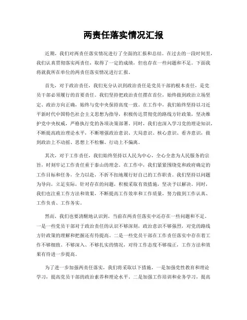 两责任落实情况汇报