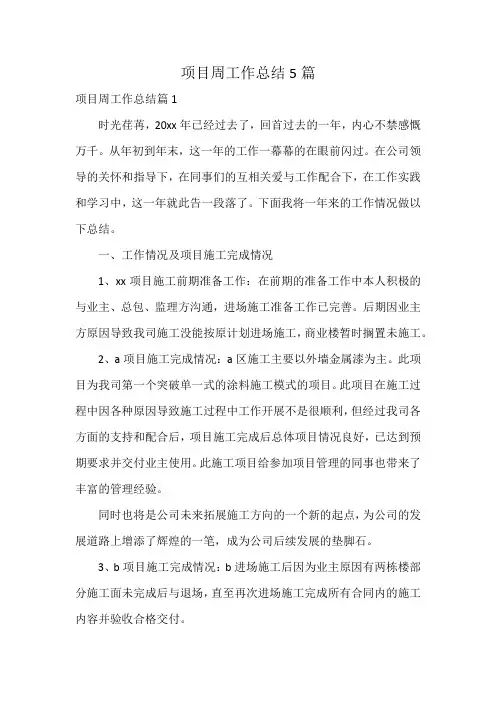 项目周工作总结5篇