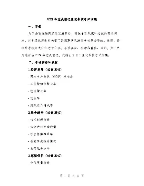 2024年过关情况量化考核考评方案（三篇）