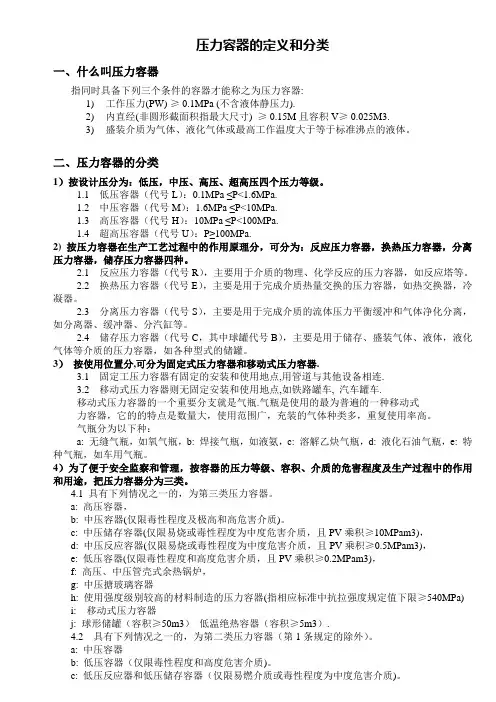 压力容器定义和分类