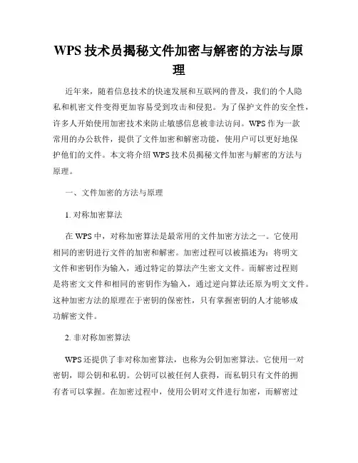 WPS技术员揭秘文件加密与解密的方法与原理