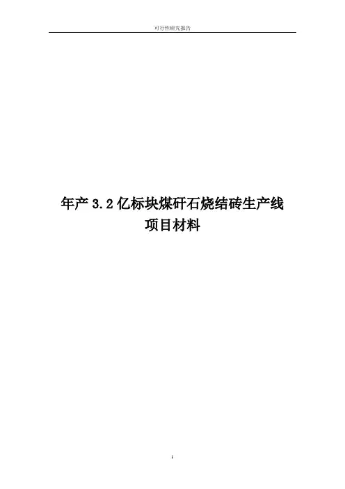 年产3.2亿标块煤矸石烧结砖生产线可行性研究报告