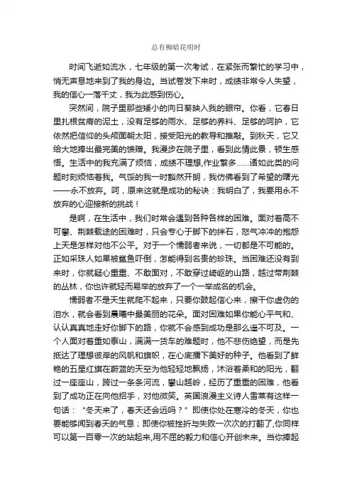 初中议论文：总有柳暗花明时