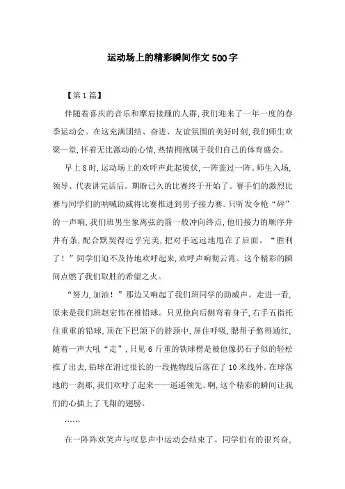 运动场上的精彩瞬间作文500字
