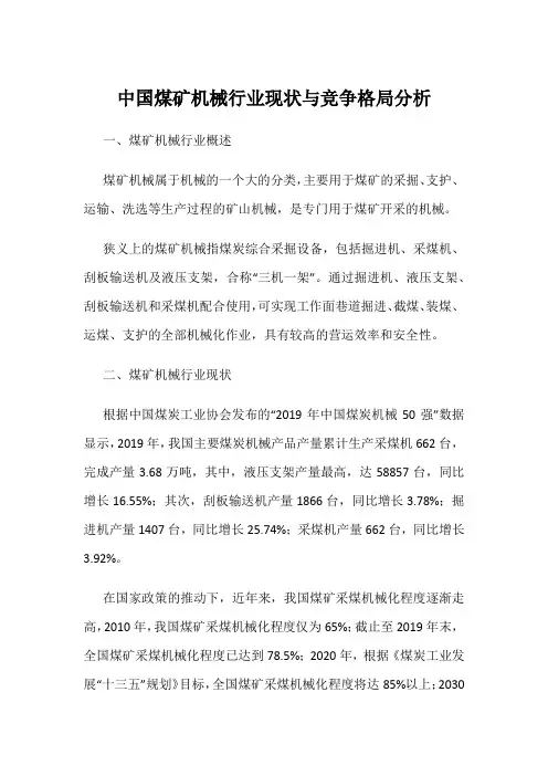 中国煤矿机械行业现状与竞争格局分析