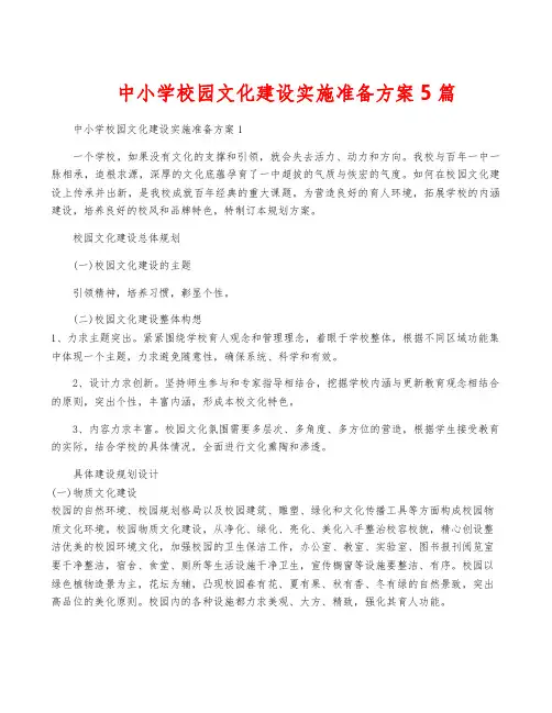 中小学校园文化建设实施准备方案5篇