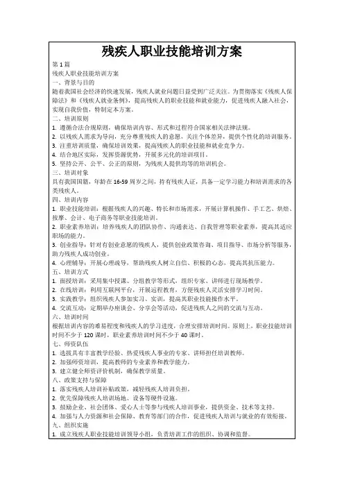 残疾人职业技能培训方案