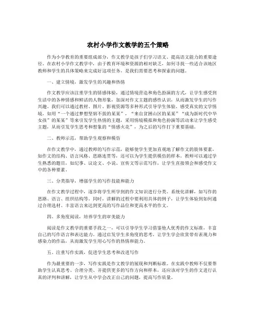 农村小学作文教学的五个策略