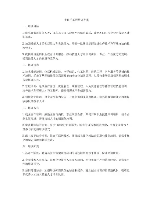 十百千工程培训方案