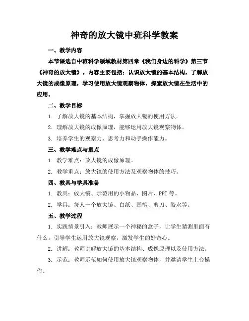 神奇的放大镜中班科学教案