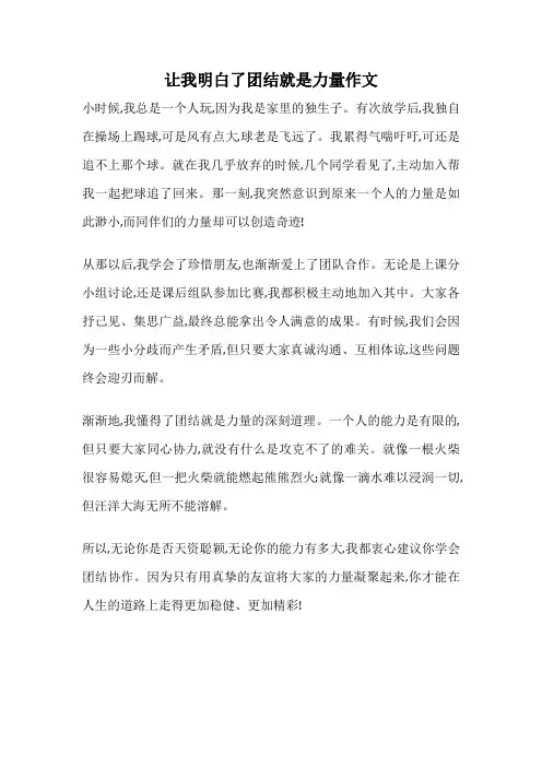 让我明白了团结就是力量作文