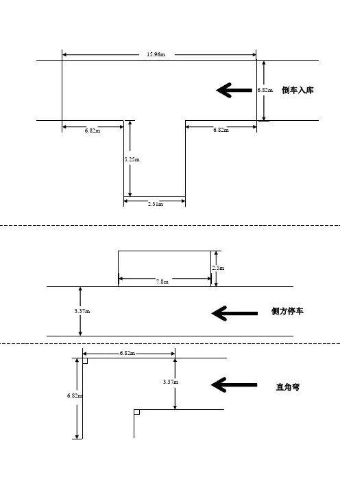驾驶证考试 科目二 五项 小车考试场地尺寸画法