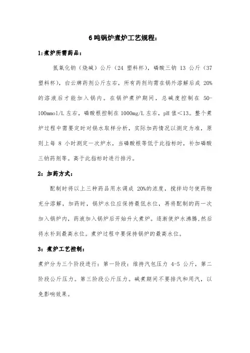 煮炉6吨锅炉煮炉工艺规程