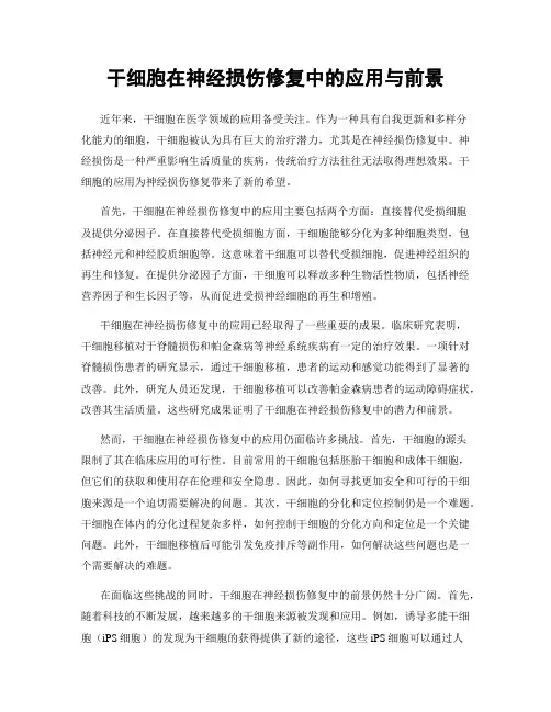 干细胞在神经损伤修复中的应用与前景