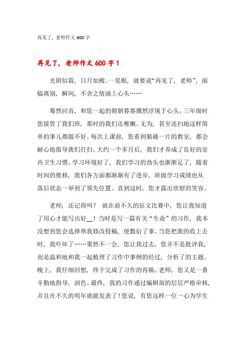 再见了-老师作文600字