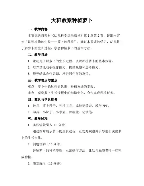 大班教案种植萝卜