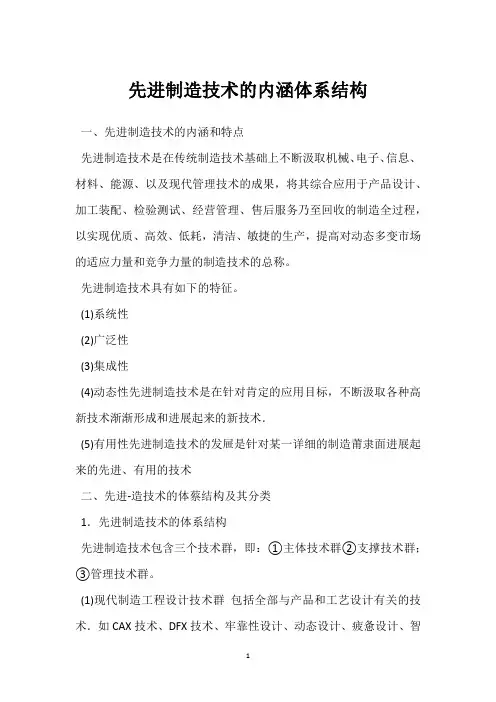 先进制造技术的内涵体系结构 