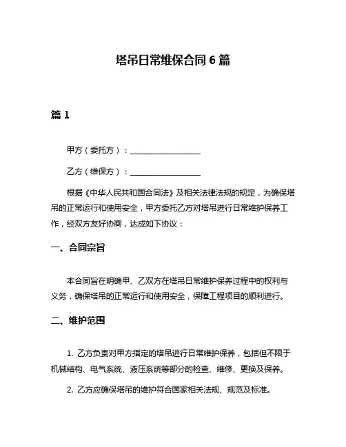 塔吊日常维保合同6篇