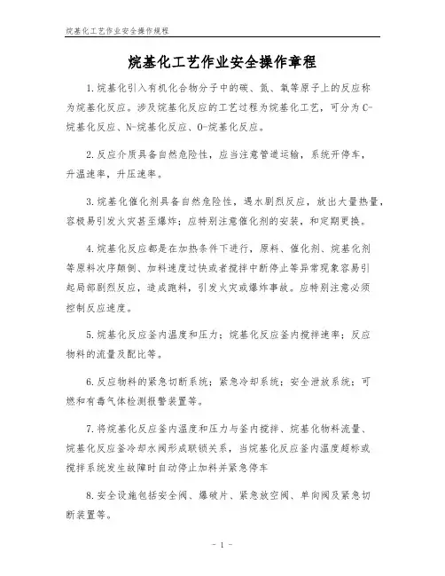 烷基化工艺作业安全操作规程