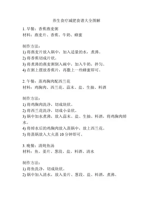 养生食疗减肥食谱大全图解