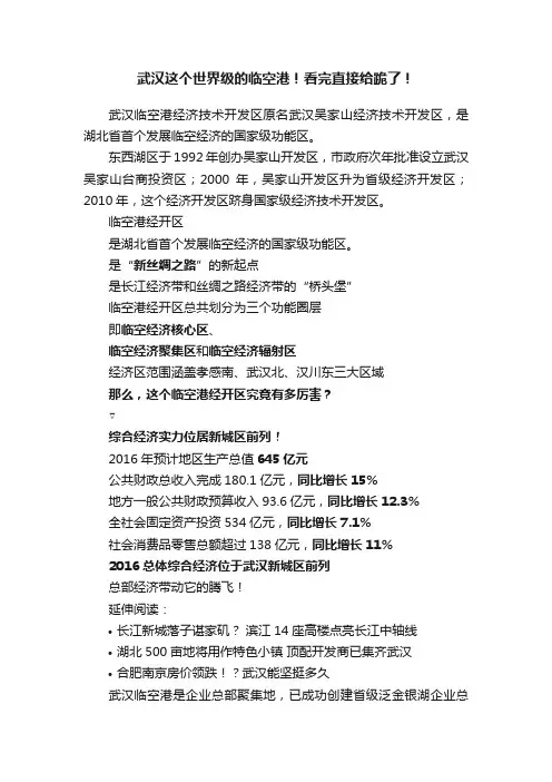 武汉这个世界级的临空港！看完直接给跪了！