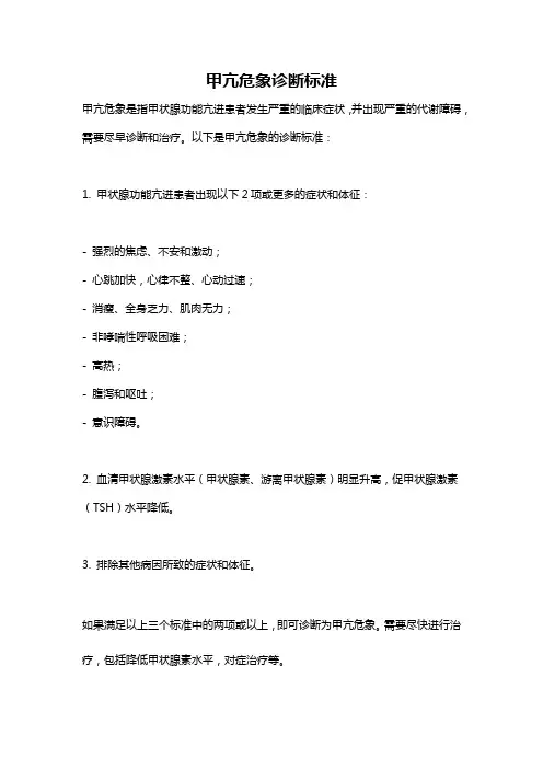 甲亢危象诊断标准