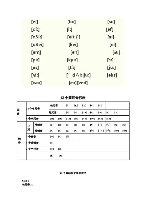 48个国际音标表发音整理
