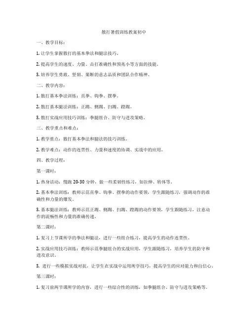 散打暑假训练教案初中