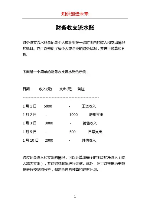 财务收支流水账