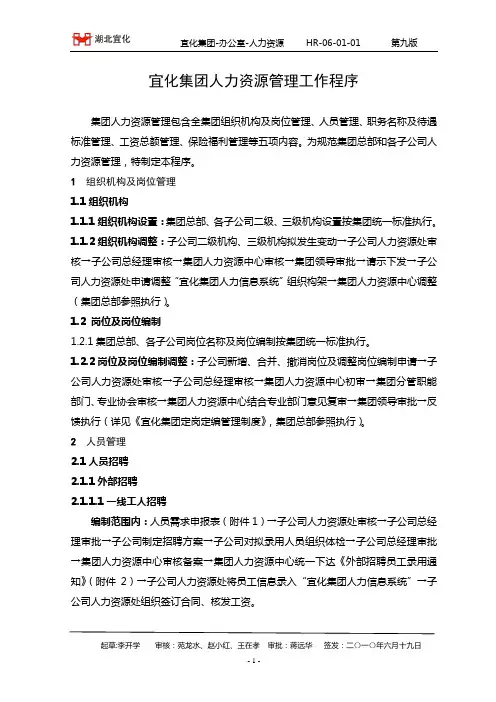 集团人力资源管理工作程序