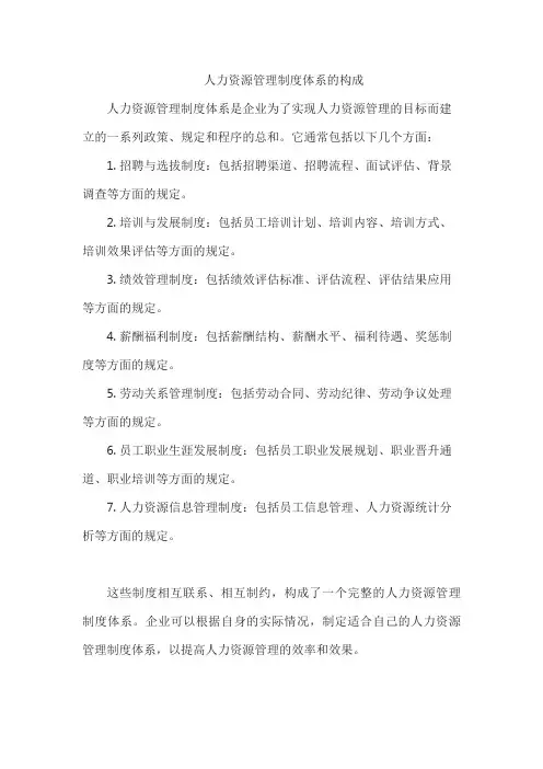 人力资源管理制度体系的构成