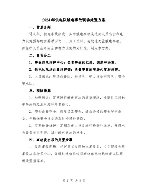 2024年供电队触电事故现场处置方案