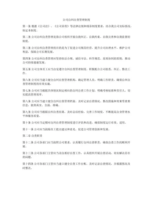 公司自纠自查管理制度