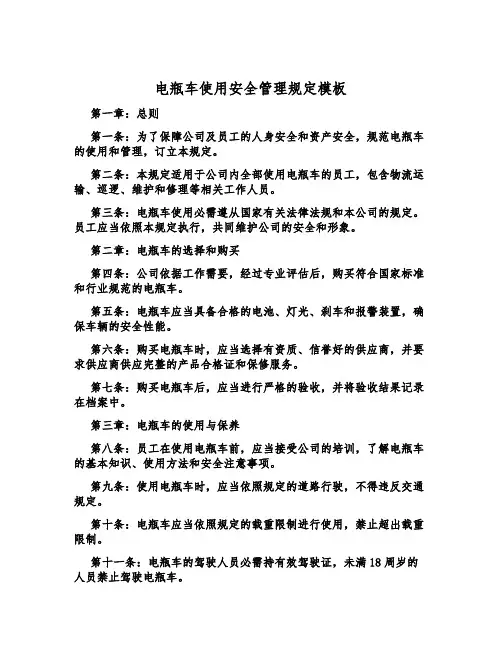 电瓶车使用安全管理规定模板