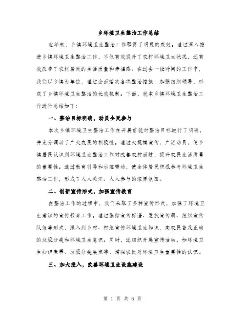 乡环境卫生整治工作总结(二篇)