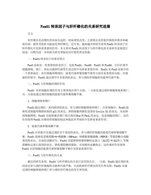 FoxO1转录因子与肝纤维化的关系研究进展