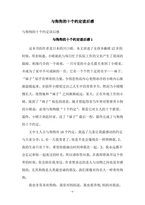 与狗狗的十个约定读后感