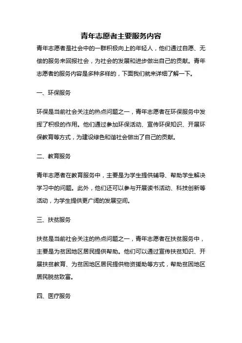 青年志愿者主要服务内容