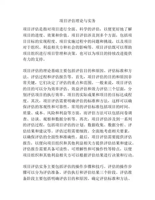项目评估理论与实务