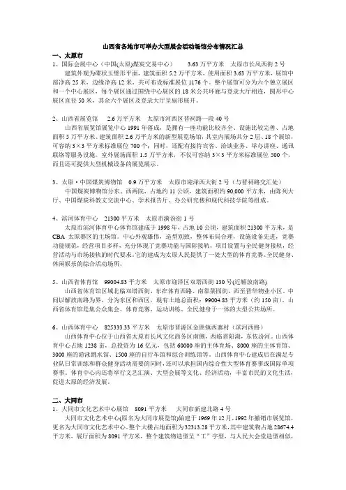 山西省各地市可举办大型会展的场所
