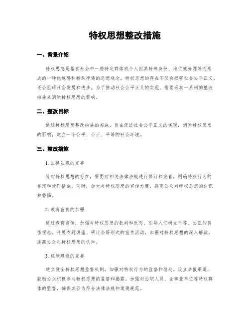 特权思想整改措施