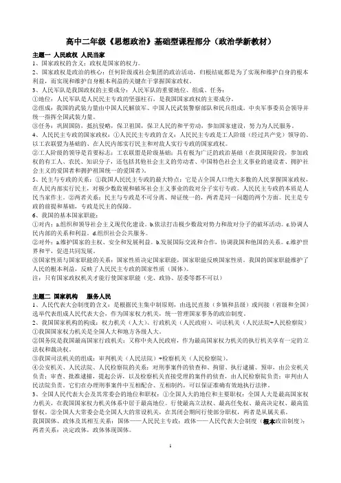 2017届政治学合格考知识点
