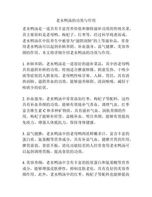 老水鸭汤的功效与作用