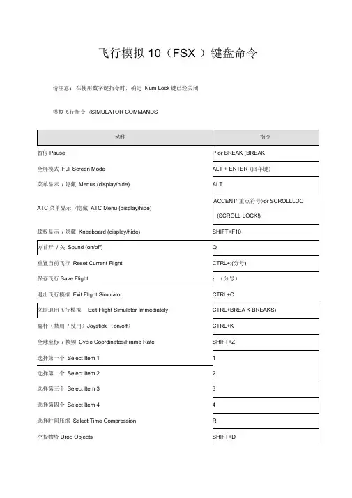 FSX的键盘操作