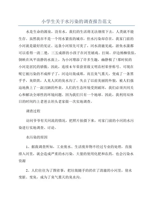 小学生关于水污染的调查报告范文